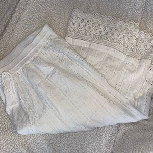 Wide leg white knit pant-Lane Bryant